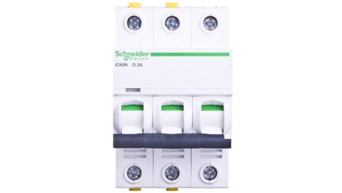 Wyłącznik nadprądowy 3P D 2A 6kA AC iC60N-D2-3 A9F05302
