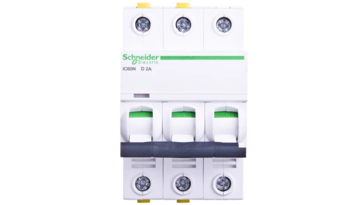 Wyłącznik nadprądowy 3P D 2A 6kA AC iC60N-D2-3 A9F05302