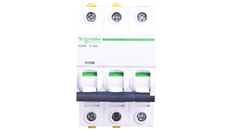 Wyłącznik nadprądowy 3P D 20A 6kA AC iC60N-D20-3 A9F05320