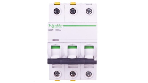 Wyłącznik nadprądowy 3P D 63A 6kA AC iC60N-D63-3 A9F05363