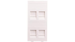 Simon Connect Płytka CIMA gniazda teleinformatycznego poczwórnego 4xRJ płaska z przesłoną czysta biel S76c/9