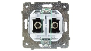 SONATA Gniazdo antenowe podwójne typu F srebro mat GPA-2RF/m/38