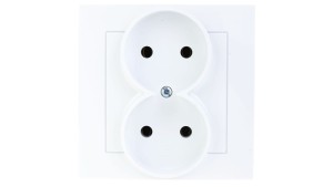 AS Gniazdo podwójne b/u białe GP-2G/00