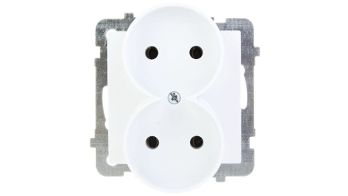 AS Gniazdo podwójne b/u białe GP-2GR/m/00
