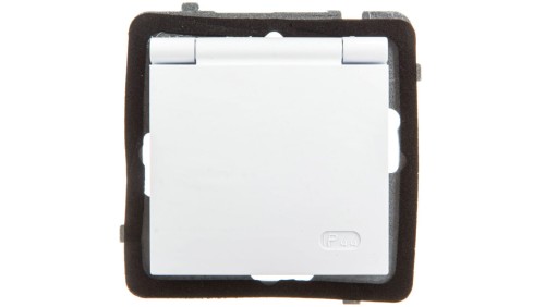 AS Gniazdo bryzgoszczelne z/u Schuko IP44 klapka biała GPH-1GS/m/00/w