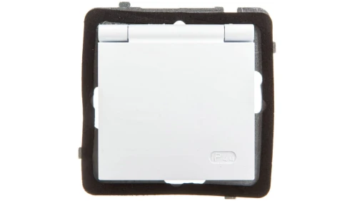 AS Gniazdo bryzgoszczelne z/u Schuko IP44 klapka biała GPH-1GS/m/00/w
