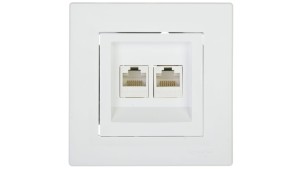 ASFORA Gniazdo komputerowe podwójne 2xRJ45 kat.5e białe EPH4400121