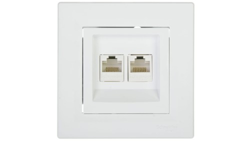 Gniazdo komputerowe Asfora podwójne 2xRJ45 kat.5e białe z ramką EPH4400121