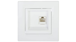 Gniazdo komputerowe Asfora pojedyncze RJ45 kat.6 białe z ramką EPH4700121