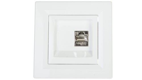 Gniazdo komputerowe Asfora pojedyncze RJ45 kat.5e ekranowane białe z ramką EPH5000121