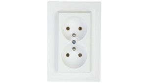 ASFORA Gniazdo podwójne z/u białe EPH9800221