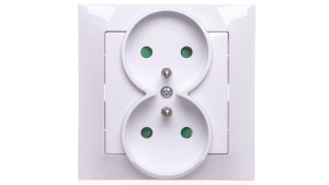 IMPRESJA Gniazdo podwójne z/u z przesłonami białe GP-2YZP/00