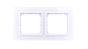SONATA Ramka podwójna białe szkło / biała R-2RGC/31/00