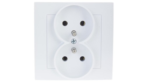 AS Gniazdo podwójne z/u białe GP-2GZ/00