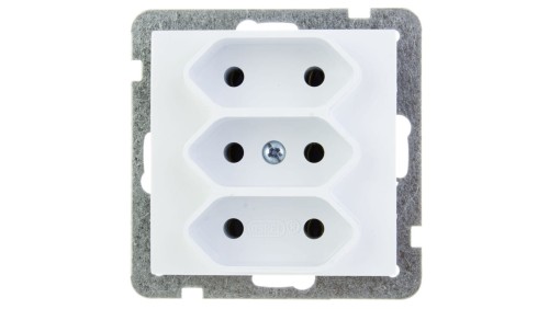 AS Gniazdo potrójne b/u 2.5A EURO białe GP-3G/m/00