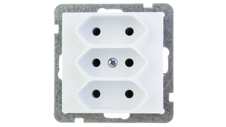 AS Gniazdo potrójne b/u 2.5A EURO białe GP-3G/m/00