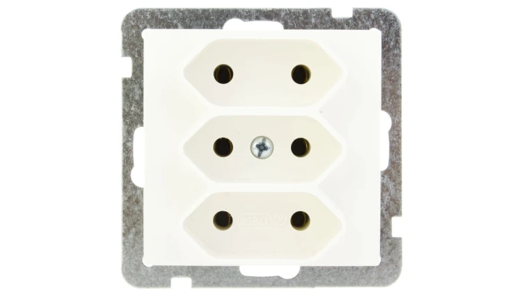 AS Gniazdo potrójne b/u 2.5A EURO ecru GP-3G/m/27