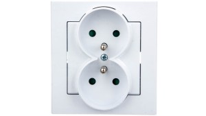 SONATA Gniazdo podwójne z/u z przesłonami białe GP-2RZP/00