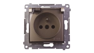 Simon 54 Gniazdo bryzgoszczelne z/u IP44 z klapką transparentną złoty mat DGZ1BUZ.01/44A