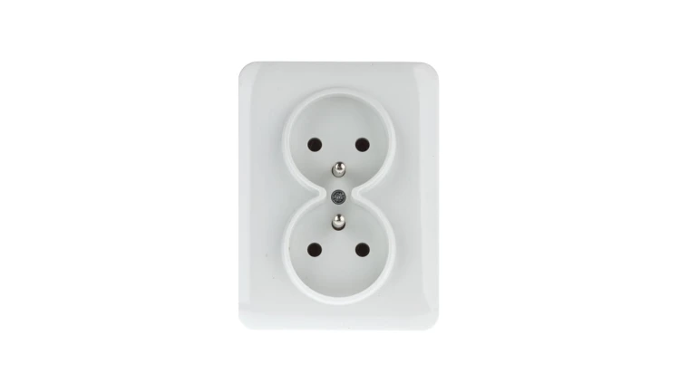 Lumina Gniazdo podwójne z/u 16A kompletne białe WL1220
