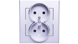 SONATA Gniazdo podwójne z/u srebro mat GP-2RZ/38
