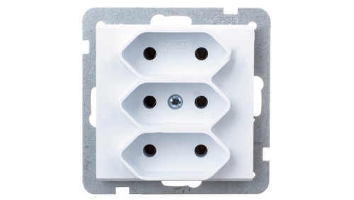 SONATA Gniazdo potrójne b/u 2,5A EURO białe GP-3R/m/00