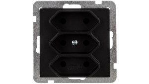 SONATA Gniazdo potrójne b/u 2,5A EURO czarny metalik GP-3R/m/33