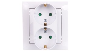 IMPRESJA Gniazdo podwójne z/u Schuko z przesłonami białe GP-2YSP/00