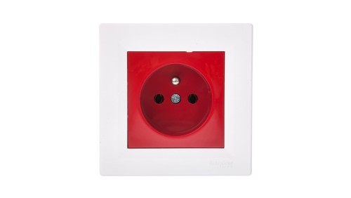 Gniazdo pojedyncze Asfora z/u czerwono-białe z ramką EPH2800421