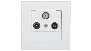 Gniazdo antenowe Asfora RTV-SAT przelotowe 4dB białe z ramką EPH3500221