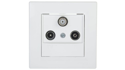 Gniazdo antenowe Asfora RTV-SAT przelotowe 4dB białe z ramką EPH3500221