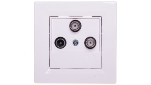 Gniazdo antenowe Asfora TV-SAT-SAT końcowe 1dB białe z ramką EPH3600121