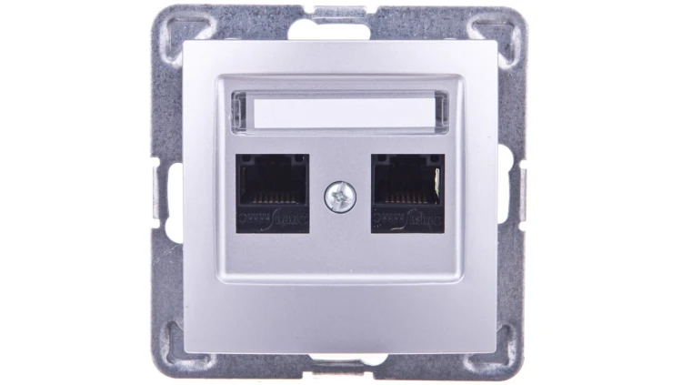 IMPRESJA Gniazdo komputerowe podwójne RJ45 kat.5e MMC srebrne GPK-2Y/K/m/18