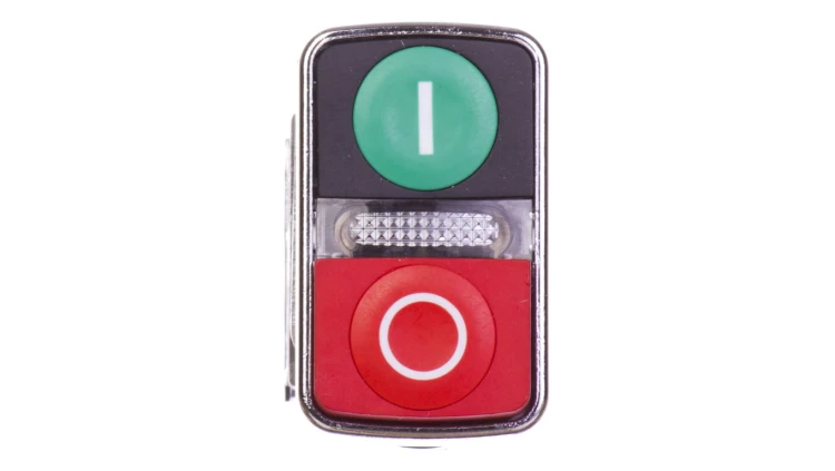 Przycisk sterowniczy 22mm podwójny czerwono/zielony 1Z 1R z samopowrotu z podświetleniem 24V AC/DC XB4BW73731B5