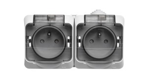 Cedar Plus Gniazdo hermetyczne podwójne z/u 16A IP44 szare WDE000624