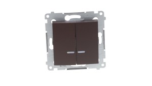 Simon 54 Łącznik bryzgoszczelny świecznikowy IP44, szybkozłącza, z podświetleniem brąz mat DW5BL.01/46