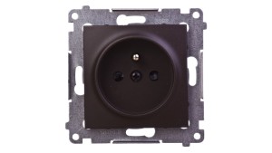 Simon 54 Gniazdo pojedyncze z/u 16A IP20 z przesłoną torów brąz mat DGZ1Z.01/46