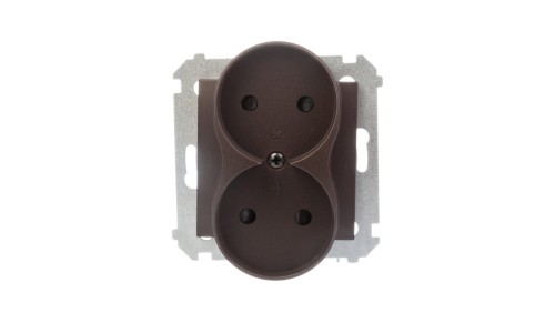 Simon 54 Gniazdo podwójne b/u 16A IP20 z przesłoną torów brąz mat DG2MZ.01/46