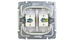 KOS66 Gniazdo komputerowe podwójne 2xRJ45 kat.5e nieekranowane białe 660467