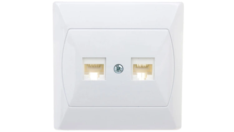AKCENT Gniazdo komputerowe podwójne RJ45 kat.5e FOREX białe GPK-2A/F/00