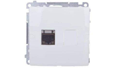 Simon Basic Gniazdo komputerowe pojedyncze RJ45 kat.6 ekranowane z przesłoną białe BM61E.01/11