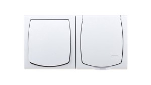 MADERA Łącznik hermetyczny pojedynczy + gniazdo hermetyczne pojedyncze z/u z klapką biały ZH-NŁ1G/00/w