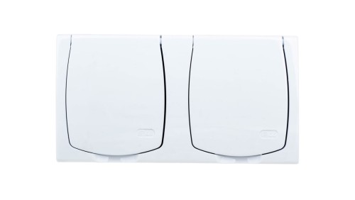 MADERA Gniazdo hermetyczne podwójne z/u IP44 klapka biała GNH-2NZ/00/w