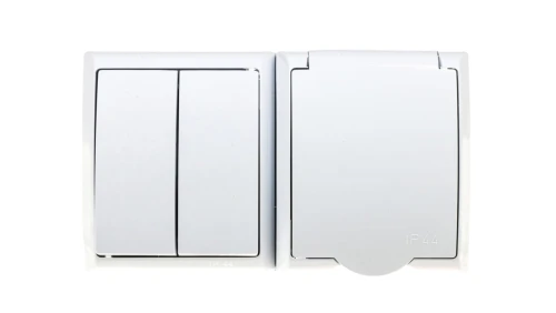 FALA Łącznik hermetyczny świecznikowy + gniazdo z/u z klapką biały ZH-Ł2G/00/w