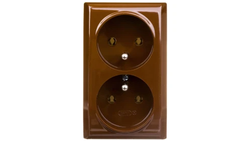BIS Gniazdo podwójne z/u brązowe GN-2BZ/24