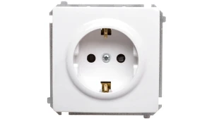 Simon Basic Gniazdo pojedyncze SCHUKO z/u 16A IP20 z przesłoną torów białe BMGSZ1z.01/11