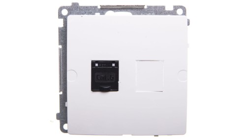 Simon Basic Gniazdo komputerowe pojedyncze RJ45 kat.6 z przesłoną białe BM61.01/11