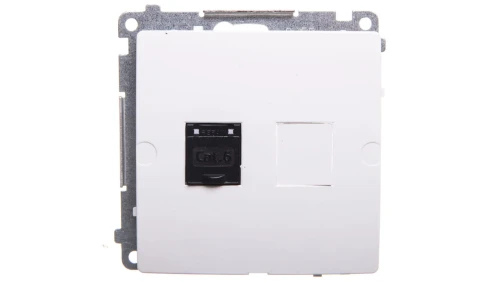 Simon Basic Gniazdo komputerowe pojedyncze RJ45 kat.6 z przesłoną białe BM61.01/11
