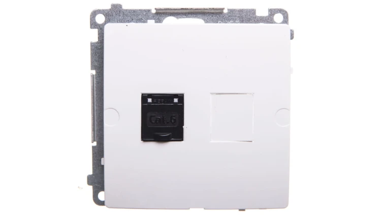 Simon Basic Gniazdo komputerowe pojedyncze RJ45 kat.6 z przesłoną białe BM61.01/11