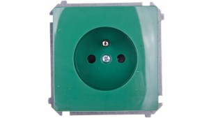 Simon Basic Gniazdo pojedyncze z/u 16A IP20 z przesłoną torów zielone BMGZ1z.01/33